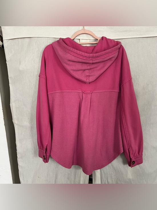 American Eagle Pink Waffle Knit Big Hug Hooded Oversized Shacket XS/S - Picture 5 of 8